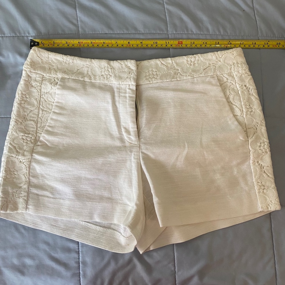 LOFT white shorts with lace trim